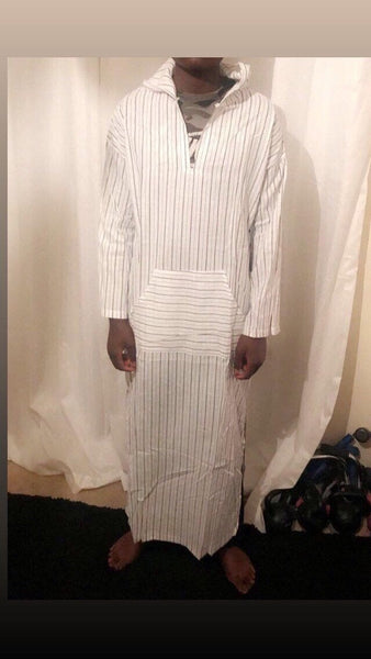Maryam’s Diamond Style Men’s Hooded Ethnic Loose Striped Robe
