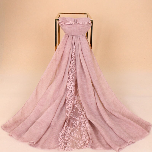 Maryam's Diamond Style Plain Cotton Lace Edge Hijab