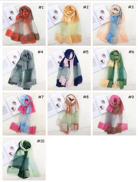 Maryam's Diamond Style Ombre Stunning Organza Shawls with Pearls Hijab