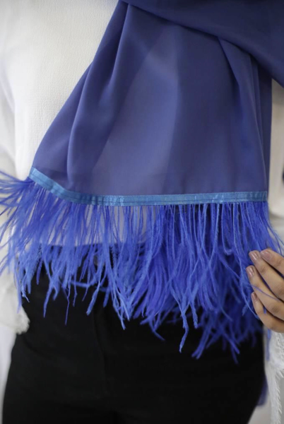 Maryam's Diamond Style Stunning Feather Chiffon Hijab/Shawl