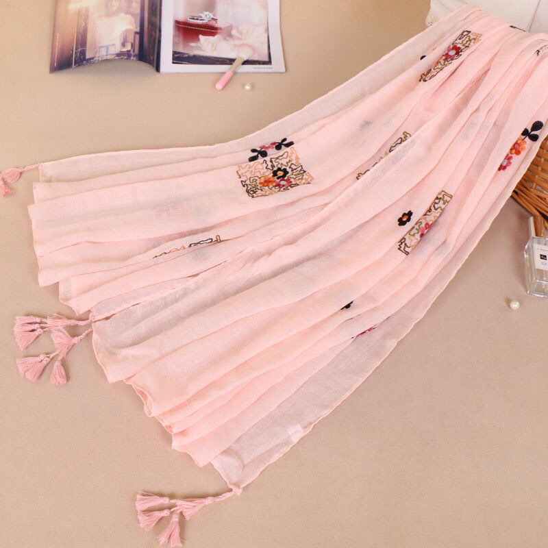 Maryam's Diamond Style Latest Gradual Colour Tassels Soft Cotton Hijab