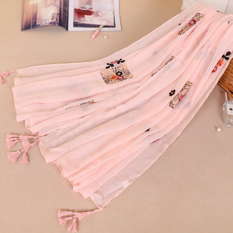 Maryam's Diamond Style Latest Gradual Colour Tassels Soft Cotton Hijab