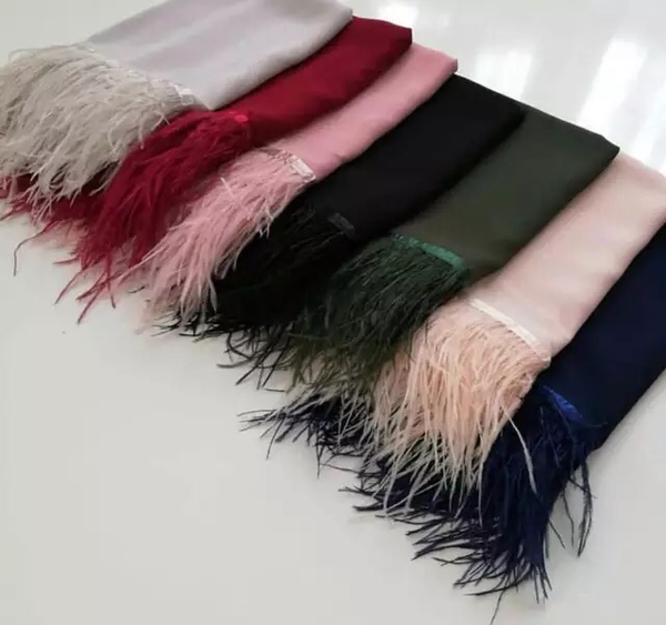 Maryam's Diamond Style Stunning Feather Chiffon Hijab/Shawl