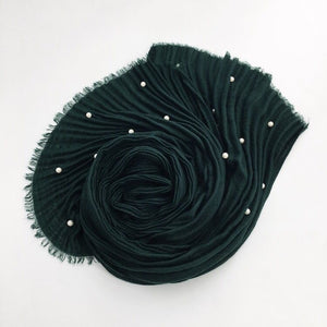 Maryam's Diamond Style Latest Cotton Viscose Pleated Crinkle with Pearls Hijab