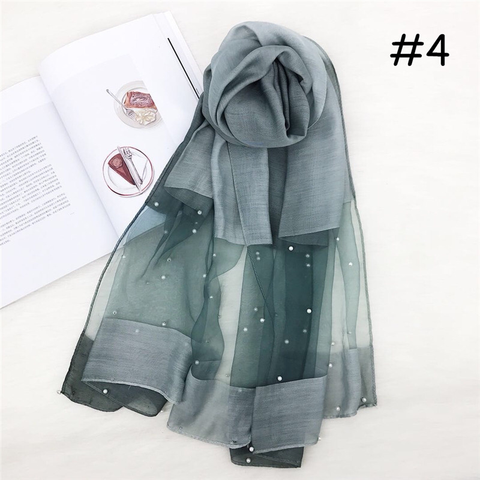 Maryam's Diamond Style Ombre Stunning Organza Shawls with Pearls Hijab