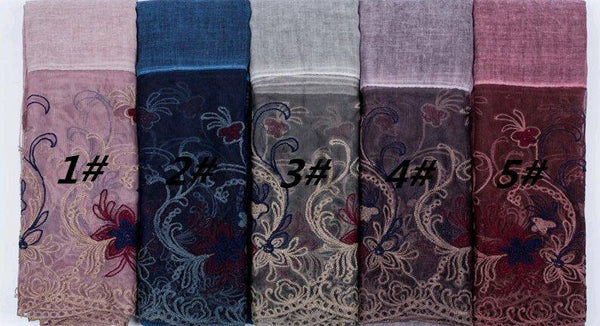 Maryam's Diamond Style Plain Cotton Lace Edge Hijab