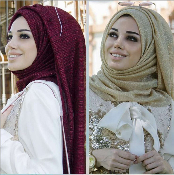 Maryam's Diamond Style Newest Shimmer Polyester Crinkle Hijab