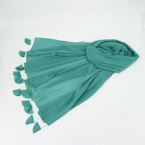 Maryam’s Diamond Style Signature Plain Chiffon with Tassels Pearls Hijab