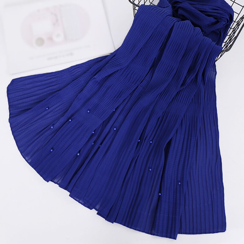 Maryam's Diamond Style Pleated Chiffon Crumple with Pearls Hijab