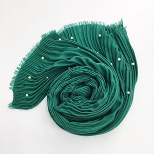 Maryam's Diamond Style Latest Cotton Viscose Pleated Crinkle with Pearls Hijab