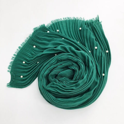 Maryam's Diamond Style Latest Cotton Viscose Pleated Crinkle with Pearls Hijab