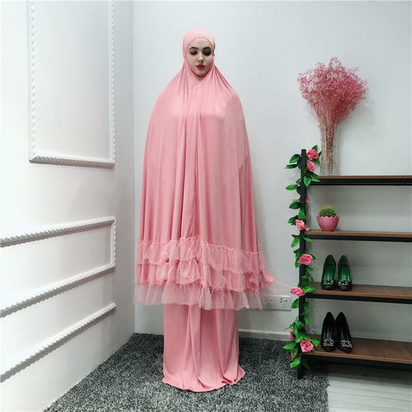 Maryam's Diamond Style Two Piece Jilbab Khimar with Skirt Set