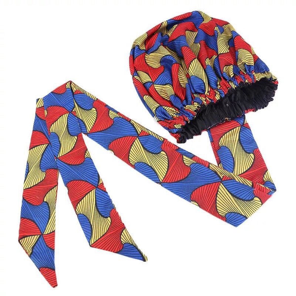 Maryam’s Diamond Style African Print Ankara Silk Satin Linen Wrap Up Cap