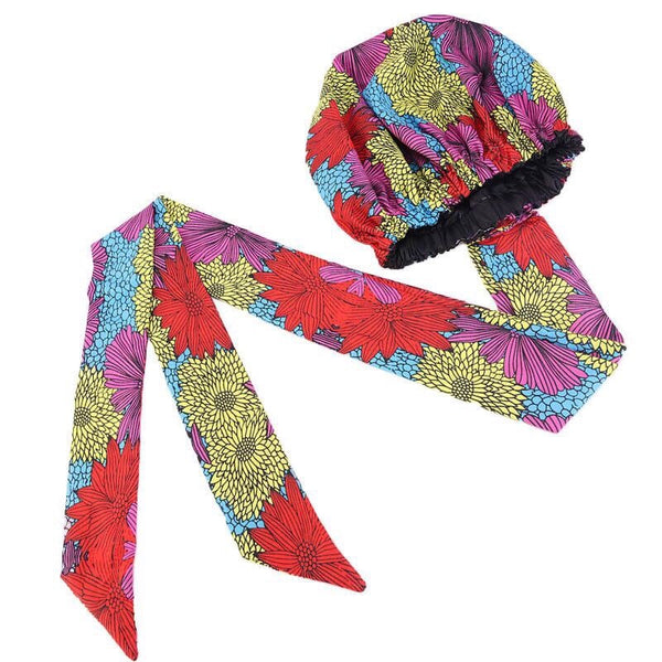 Maryam’s Diamond Style African Print Ankara Silk Satin Linen Wrap Up Cap