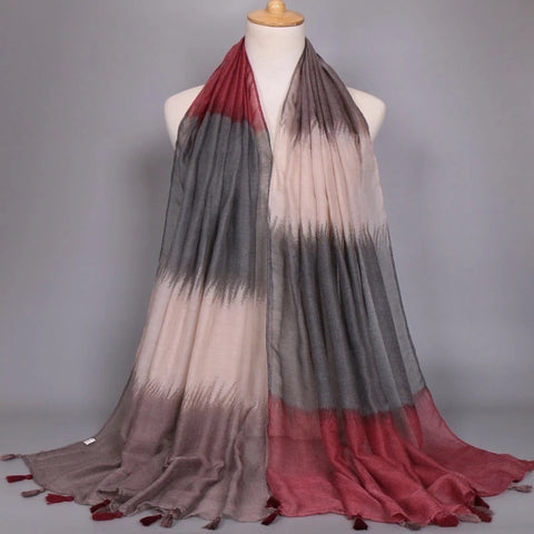 Maryam's Diamond Style Latest Gradient Ombre Tassels Viscose Hijab/Shawls