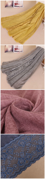 Maryam's Diamond Style Plain Cotton Lace Edge Hijab