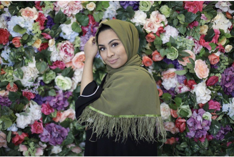 Maryam's Diamond Style Stunning Feather Chiffon Hijab/Shawl