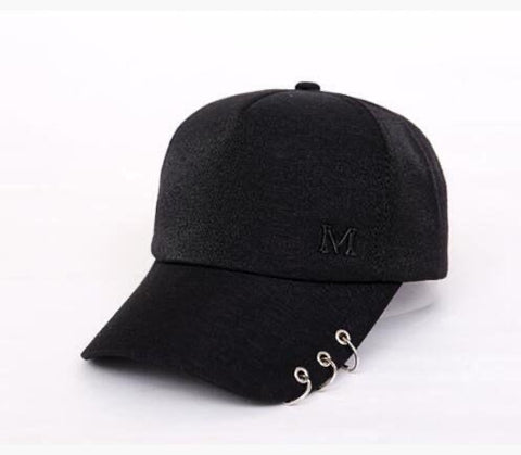 Maryam's Diamond Style Designer Metal M Ring Classic 6 Panel Ladies Baseball Cap