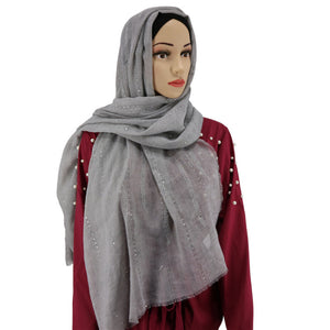 Maryam's Diamond Style Stone Cotton Fringed Hijab