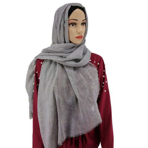 Maryam's Diamond Style Stone Cotton Fringed Hijab