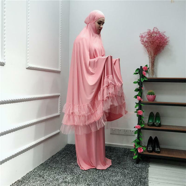 Maryam's Diamond Style Two Piece Jilbab Khimar with Skirt Set