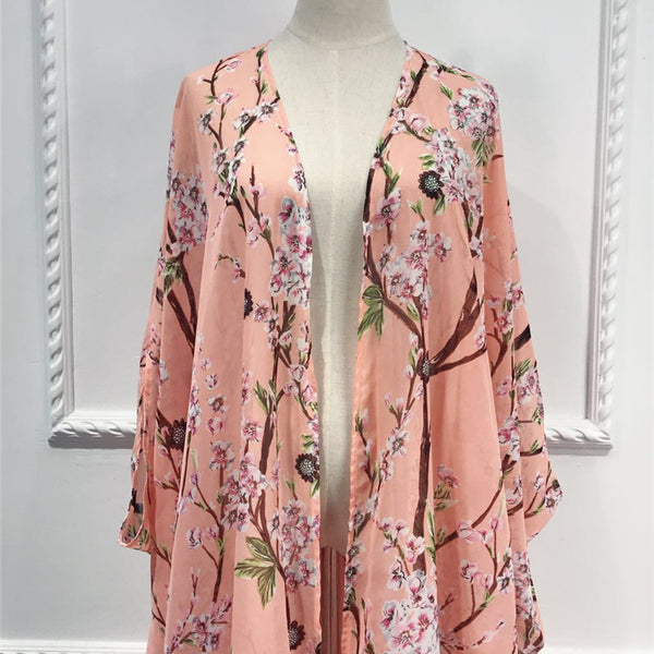 Maryam's Diamond Style Floral Print Blossom Asymmetrical Abaya