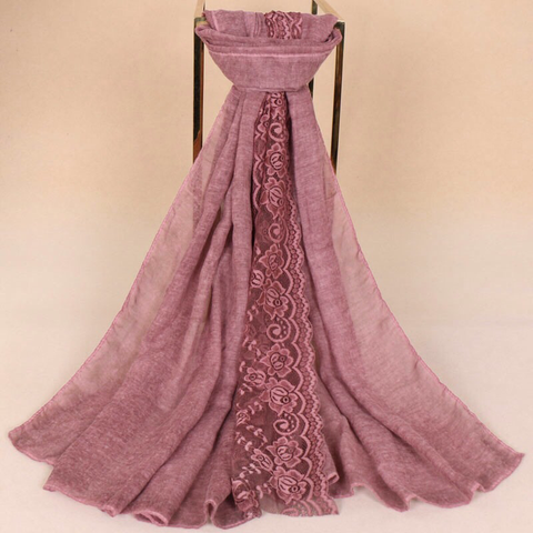 Maryam's Diamond Style Plain Cotton Lace Edge Hijab