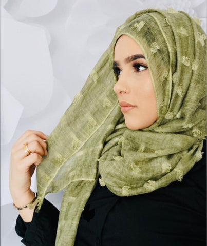 Maryam's Diamond Style Cotton Linen Tassels Hijab