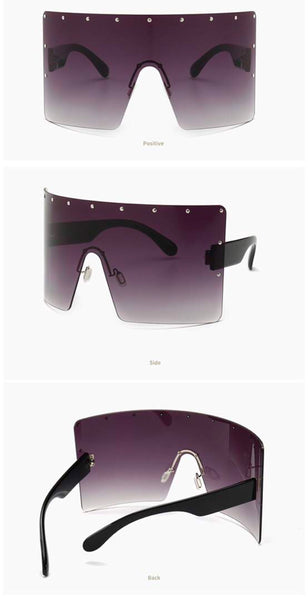 Maryam's Diamond Brand Oversize Anti - Glare Privacy Shield Style Sunglasses