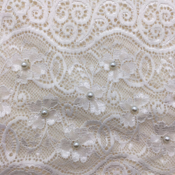 Maryam's Diamond Style Plain Cotton Viscose Lace Edge Wrinkle with Pearls Hijab