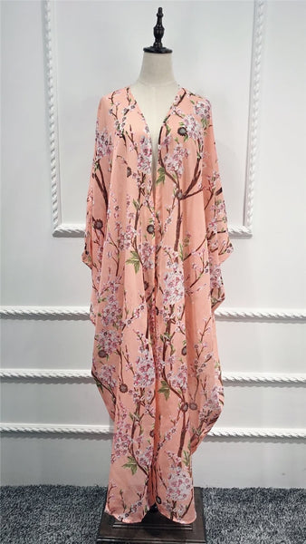 Maryam's Diamond Style Floral Print Blossom Asymmetrical Abaya