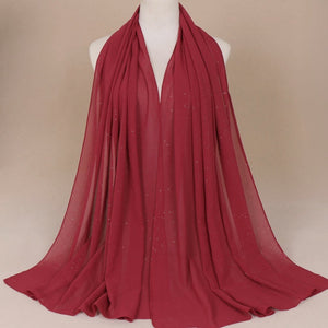 Maryam's Diamond Style Plain Chiffon Hijab with Silver Dot Hijab
