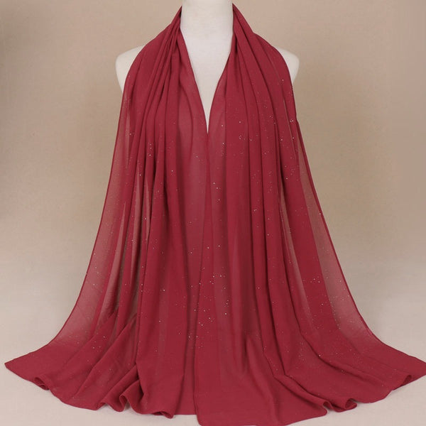 Maryam's Diamond Style Plain Chiffon Hijab with Silver Dot Hijab