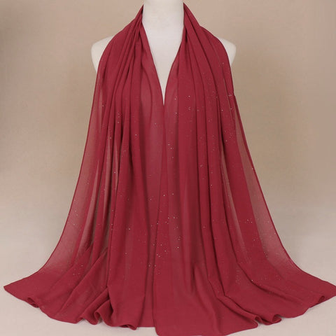 Maryam's Diamond Style Plain Chiffon Hijab with Silver Dot Hijab