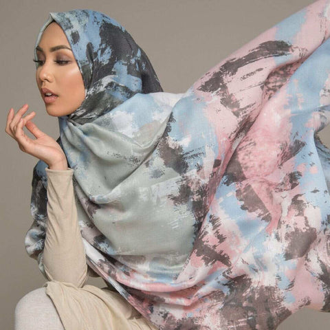 Maryam’s Diamond Style Large Pigment Printed Cotton  Hijab/Shawl