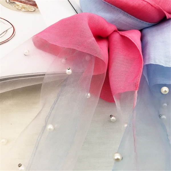 Maryam's Diamond Style Ombre Stunning Organza Shawls with Pearls Hijab