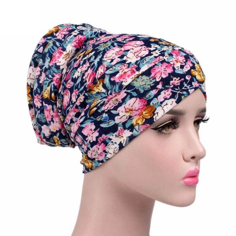 Maryam's Diamond Style Stretchy Turban Flower Print