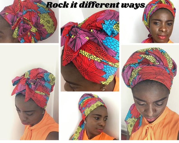 Maryam’s Diamond Style African Print Ankara Silk Satin Linen Wrap Up Cap