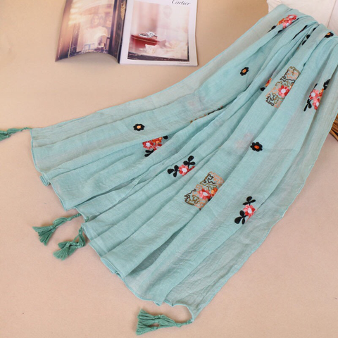 Maryam's Diamond Style Latest Gradual Colour Tassels Soft Cotton Hijab