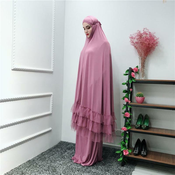 Maryam's Diamond Style Two Piece Jilbab Khimar with Skirt Set
