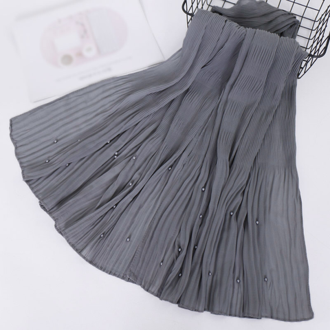 Maryam's Diamond Style Pleated Chiffon Crumple with Pearls Hijab