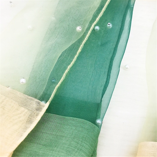 Maryam's Diamond Style Ombre Stunning Organza Shawls with Pearls Hijab