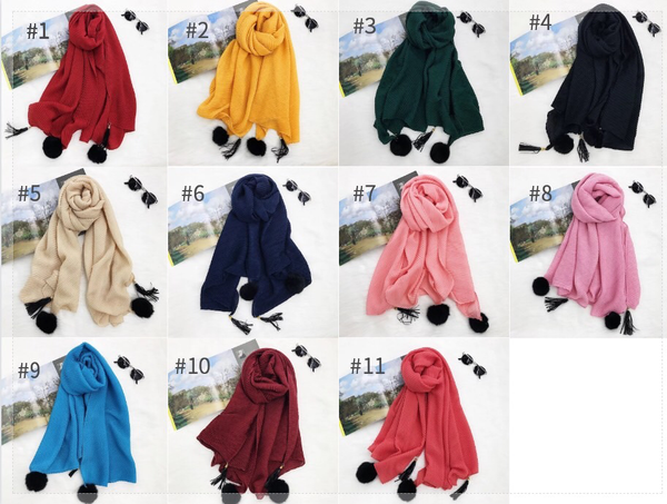 Maryam's Diamond Style Latest Cotton Viscose Pleated Crinkle with Pom Pom Hijab