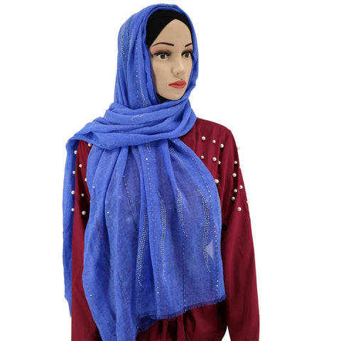 Maryam's Diamond Style Stone Cotton Fringed Hijab