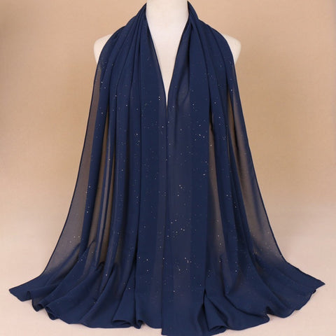 Maryam's Diamond Style Plain Chiffon Hijab with Silver Dot Hijab