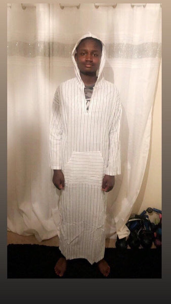 Maryam’s Diamond Style Men’s Hooded Ethnic Loose Striped Robe