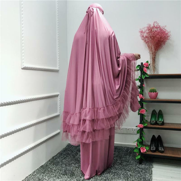 Maryam's Diamond Style Two Piece Jilbab Khimar with Skirt Set
