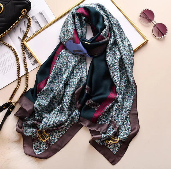 Maryam's Essential Stunning Silk Satin Printed Shawl/Hijab