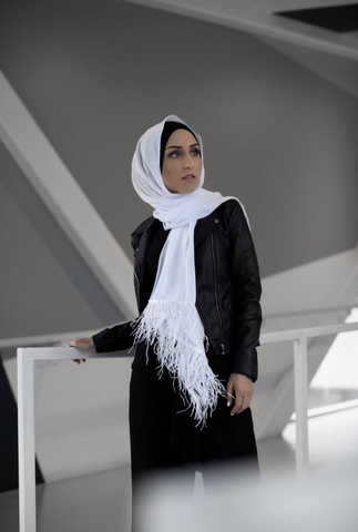 Maryam's Diamond Style Stunning Feather Chiffon Hijab/Shawl