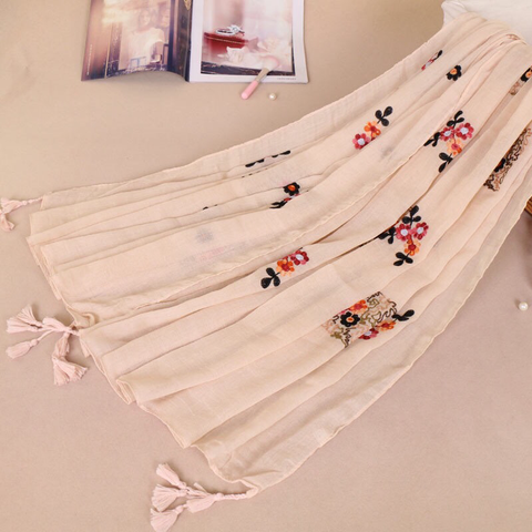 Maryam's Diamond Style Latest Gradual Colour Tassels Soft Cotton Hijab